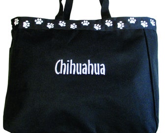Dog, Tote Bag, Chihuahua, Dog Lovers Gift, Dog Gift, Dog Accessory, Dog Mom Gift, Dog Toy Tote, Embroidered, Personalized,