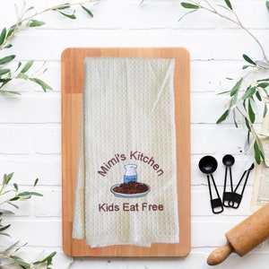 Personalized Mimi Kitchen Tea Towel, Kids Eat Free