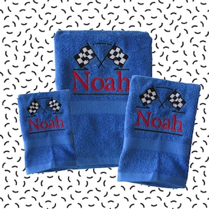 Personalized Racing Fans Bath Towel Set, Bath-Hand-Wash Cloth, Nascar Fans, Formula 1 Fans, F1, Personalized Gift, Towels