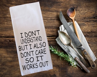 Funny Kitchen Towel Gift for Her – Sarcastic Tea Towel, Farmhouse Kitchen Decor, Housewarming Gift, Funny Gift for Mom, Novelty Dish Towel