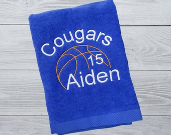 Personalized Basketball Towel, Embroidered Team Gift