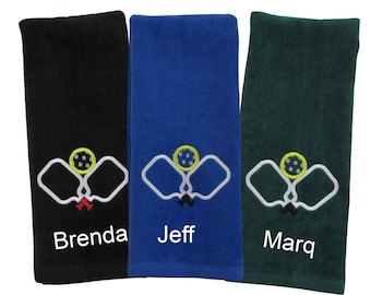 Embroidered Pickleball Towel: Personalized Terry Velour Sweat Towel