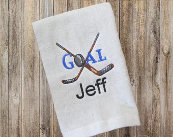 Hockey Personalized Hand Towel,  Personalized Gift, Embroidered, Teams, Leagues, Youth, Dad