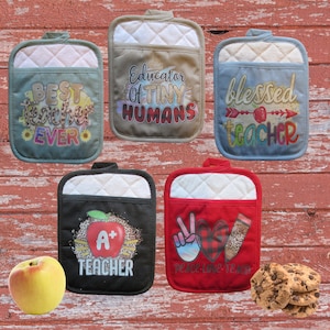 Pot Holder with Pocket and Delightful, Cute, Witty Saying, Funny Pot Holder, Teachers Gift, Teacher Appreciation