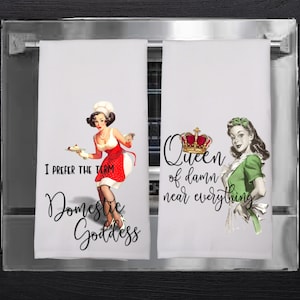 Retro Housewife Towel, Tea Towel, Retro Woman, Funny Kitchen Towel, Sarcastic Kitchen Towel, Dish Cloth