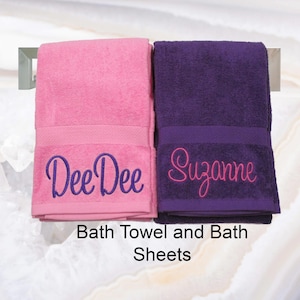 Personalized Bath Towel Or Bath Sheet, Towel with Name, Embroidered Towel, Personalized Gift, Personalized Towel,  Bathroom Decor, 21 Colors