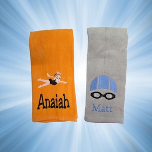 Personalized Swimming towels with custom embroidery included. ALL sports available, senior night gift, Team Gift