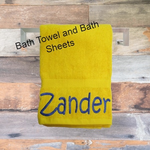 Personalized Bath Towels - Name Embroidery, Customizable in 21 Colors