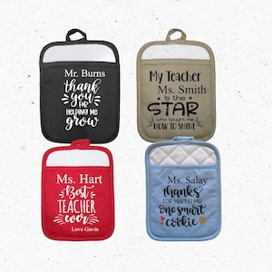 Agarraderas personalizadas para el agradecimiento del profesor: un regalo práctico con frases bonitas