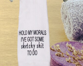 Embroidered Hand Towel: Funny Bathroom Humor, Customized Colors
