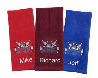 Personalized Embroidered Bowling Towel "STRIKE", Team Gift