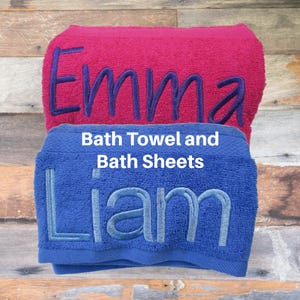 Personalized Embroidered Bath Towel with Name - Monogrammed Bath Towel, Bathroom Decor, Customizable in 21 colors
