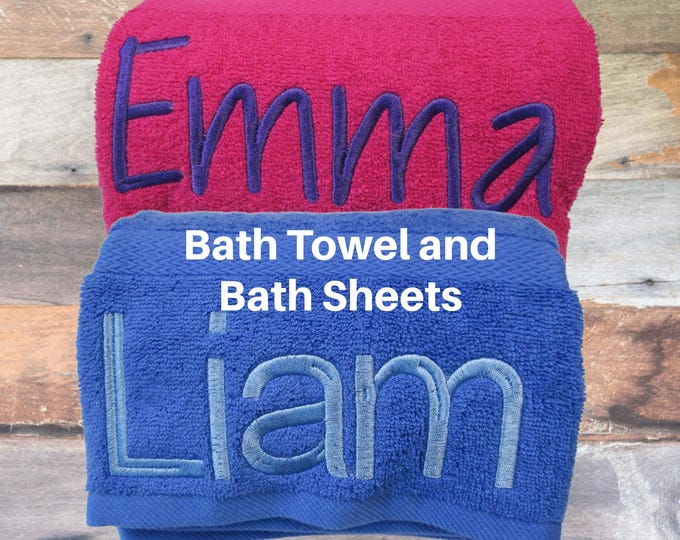 Personalized Embroidered Cotton Bath Towel: Custom Name Monogram