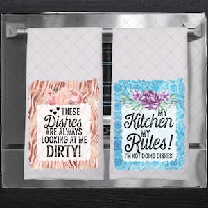 Lustige Küchentücher-diese Gerichte sind- meine Küche kein Geschirr - sarkastische Küchendekor, Gastgeberin Geschenk, Hochzeit Dusche, Handtuch, Geschirrtuch