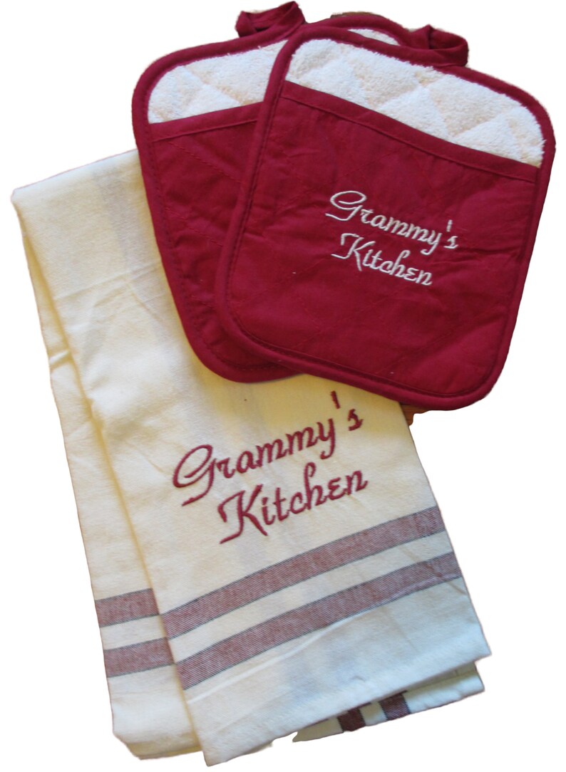 Grammy Kitchen Towel and Pot Holder Set Grandparents Day Etsy