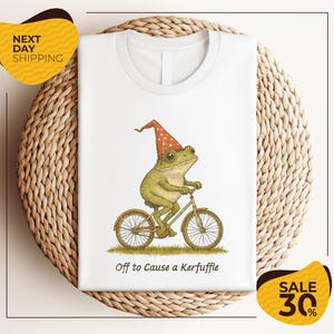 Funny Frog T-Shirt | Off to Cause a Kerfuffle Tee | Shirts | Tees | Weirdcore Meme | Unfunny Unhinged Funny Retro Gen Z Weird