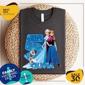 a frozen princess birthday shirt with the number five on it