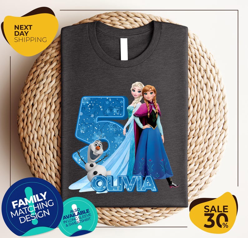 a frozen princess birthday shirt with the number five on it
