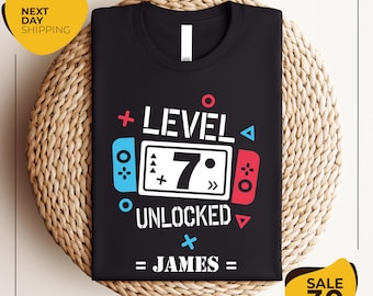 Custom Birthday Shirt | Level 7 Unlocked Shirt | Boy Gamer T-Shirt | Kids Birthday Party | level up birthday | 7 birthday t shirt