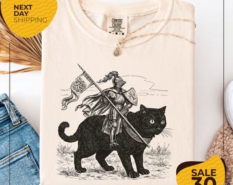 Comfort Colors® Medieval Knight Shirt | Renaissance Fair Knight Cat Rider | Funny Medieval Shirt | Ren Faire | Funny Meme Shirt