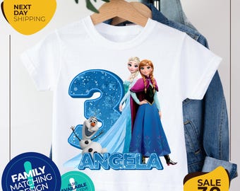Princess Anna & Elsa Birthday Shirt | Custom Frozen Birthday Girl Shirt | Disney Family Matching Birthday Tee | Disneyland Birthday Party