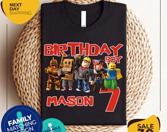Custom Birthday Boy Shirt | Family Birthday Shirts | Birthday Tshirt | Bday Family Tee | Video Game Matching Birthday| Birthday Robots Shirt
