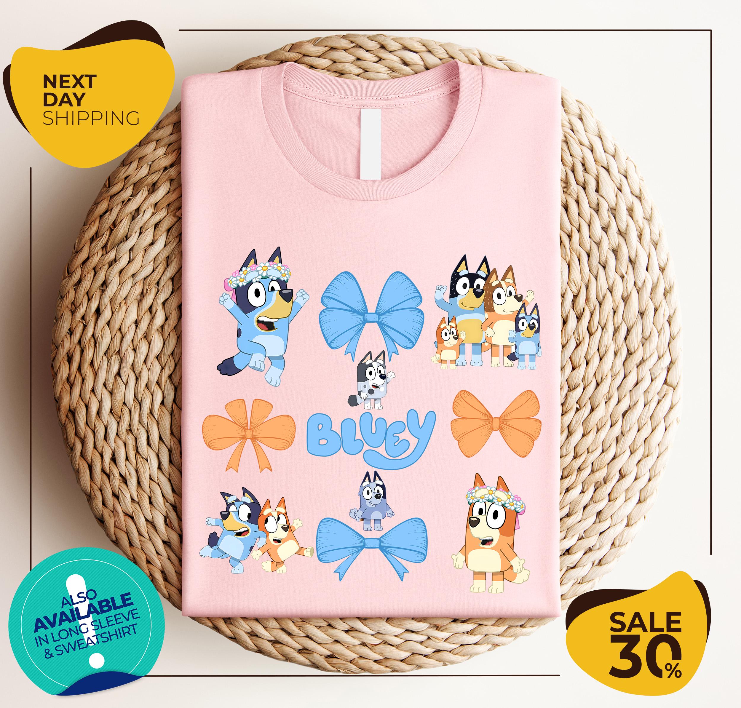 Blue Dog Coquette shirt | Cute Mum Shirts | Blue Dog Kids shirt | Gift For Kids | Bluey Bingo Shirt | Cute Tee | Retro Blue Shirt