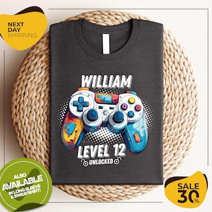 Custom Birthday Shirt | Birthday Unlocked Shirt | Boy Gamer T-Shirt | Kids Birthday Party | Level up birthday | Custom Shirt
