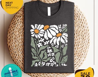 Boho Daisy Flower Tee | Botanical Tee | Wildflower Shirt | Retro Floral T-Shirt | Plant Shirt | Gardener Shirt | Trendy Gift | National Park