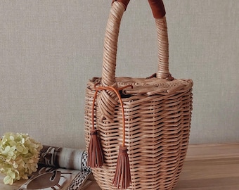 Wicker bag Woven Bucket bag Beach bag Handmade bag