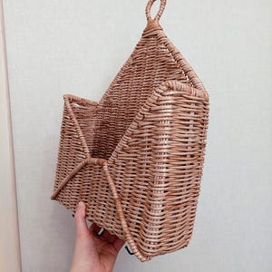 Large Mail and Key Holder Wall Basket Wicker Organizer for Entryway image 4