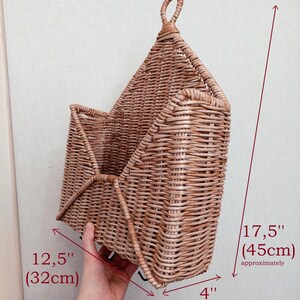 Large Mail and Key Holder Wall Basket Wicker Organizer for Entryway image 2