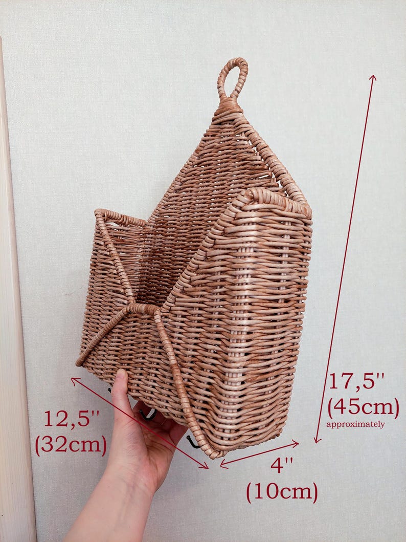 Large Mail and Key Holder Wall Basket Wicker Organizer for Entryway image 2