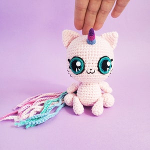 PDF Crochet Pattern Starlight the Caticorn cute unicorn cat stuffed animal magical pink kawaii amigurumi toy baby boy girl gift tutorial image 5