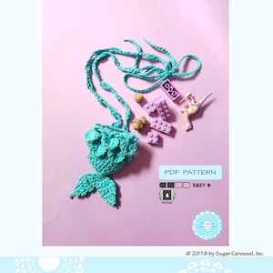PDF Crochê Padrão Sereia Rabo Cordão Bolsa - bonito nupcial casamento chá de bebê festa sabor criança menina bolsa fácil batom porta tutorial