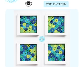 PDF Crochet Pattern Peacock Bloom art on canvas - make your own bright colors flower fun colorful wall home craft instruction diy tutorial
