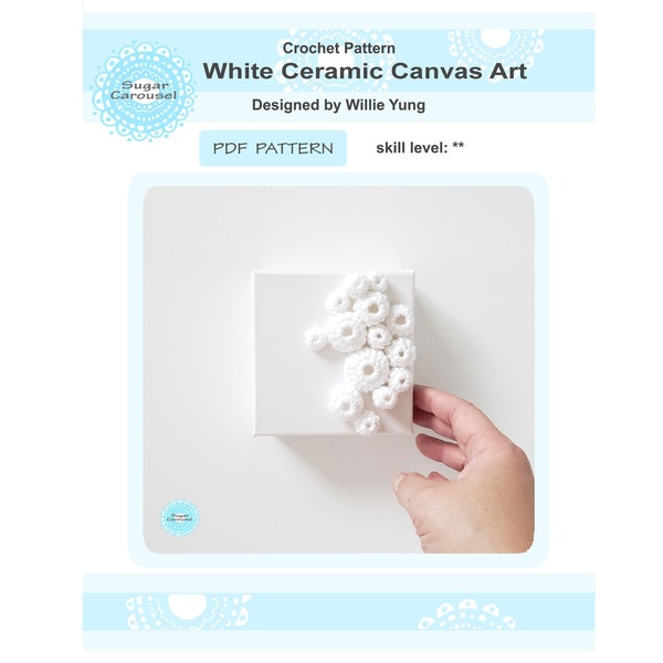 PDF Crochet Pattern White Ceramic Canvas Art - square texture modern minimalist diy craft tutorial instruction how to idea lockdown project