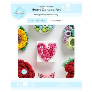 PDF Crochet Pattern Heart Canvas Art - fun fast easy valentine digital gift for friend him her kid cute tutorial how to diy lockdown project
