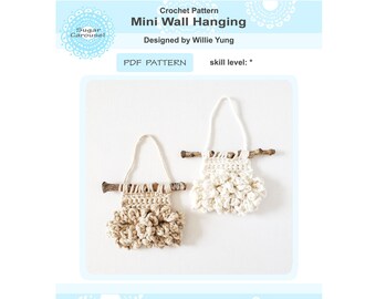 PDF Crochet Pattern Mini Wall Hanging - fast easy macramé digital weaving tapestry simple textile cute tutorial how to diy lockdown project