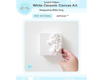 PDF Crochet Pattern White Ceramic Canvas Art - square texture modern minimalist diy craft tutorial instruction how to idea lockdown project