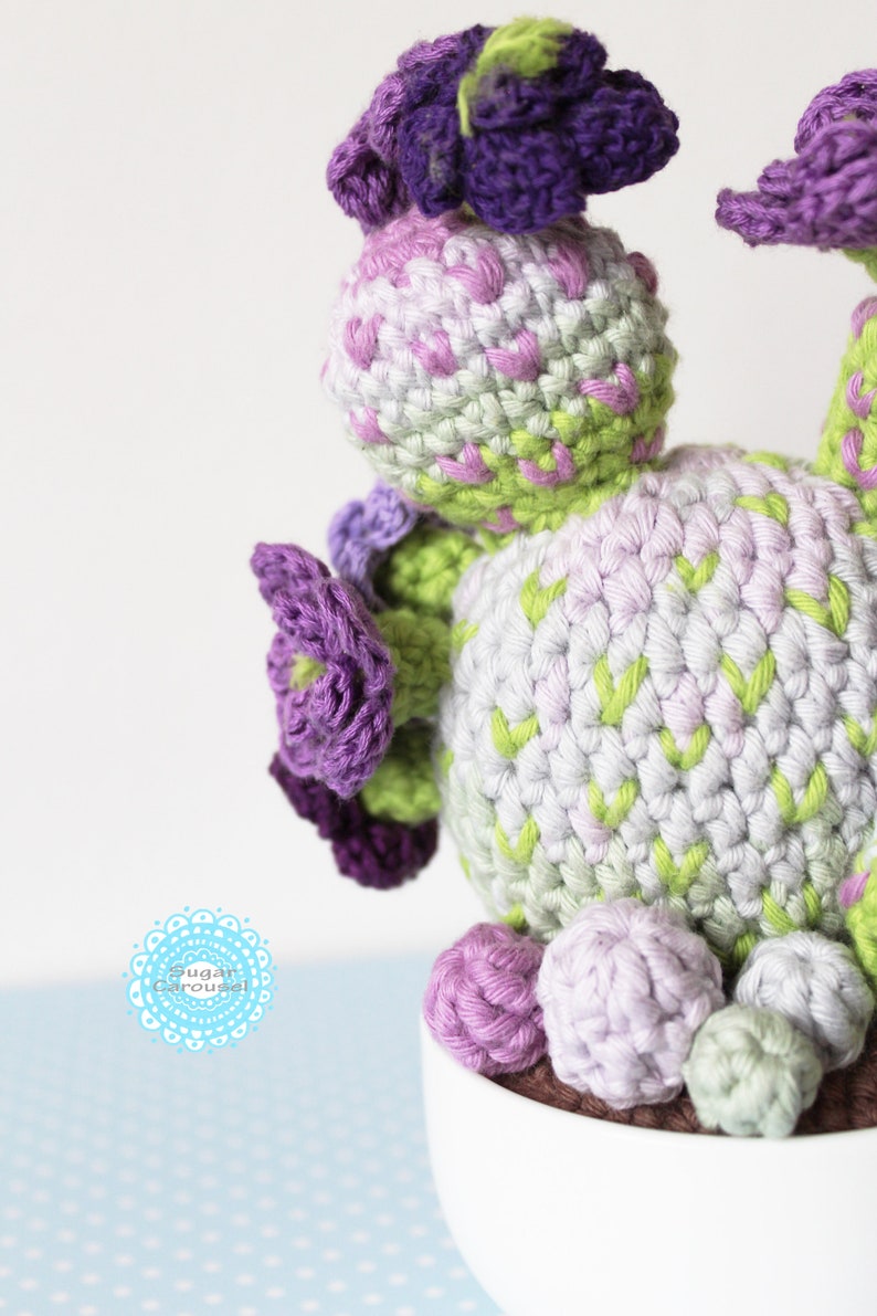 purple lime office fake carefree plant kawaii cute ooak textile home house decor amigurumi Crochet Flower Cactus Fiber Art Soft Sculpture