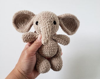 Velvet Elephant Plush - Beige - baby newborn kid safe cuddle bedtime shower lovey simple stuffed animal toy cozy gift soft small cute sweet