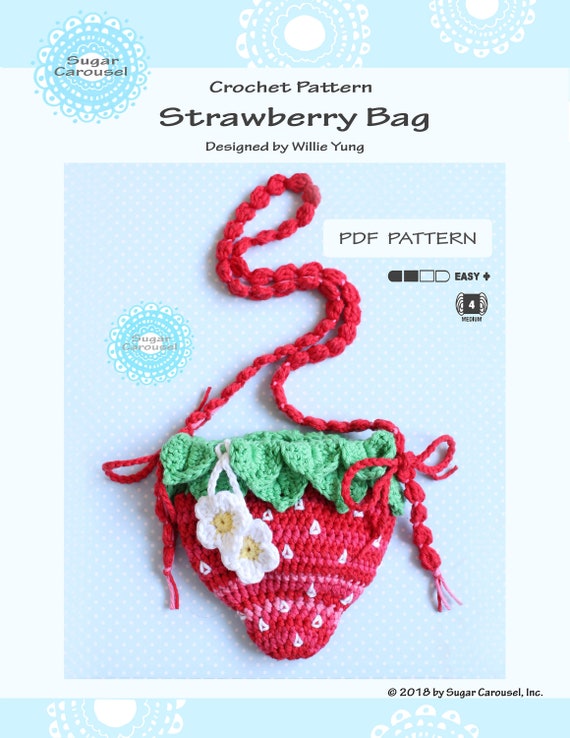PDF Crochet Pattern Strawberry Bag cute kawaii little girl | Etsy