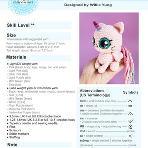 PDF Crochet Pattern Starlight the Caticorn cute unicorn cat stuffed animal magical pink kawaii amigurumi toy baby boy girl gift tutorial image 2