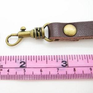 1 pc 17.5 cm 7 inch brown faux leather handbag purse wallet wrist wristlet strap handle anituque brass craft hardware lobster swivel clasp image 2