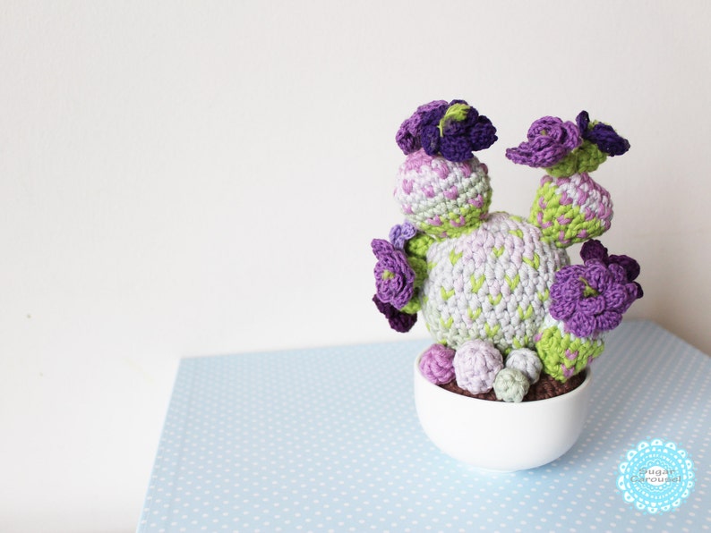 purple lime office fake carefree plant kawaii cute ooak textile home house decor amigurumi Crochet Flower Cactus Fiber Art Soft Sculpture