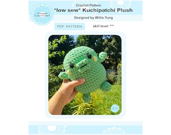 PDF Crochet Pattern Kuchipatchi Plush - green original tamagotchi character Japanese kawaii stuff soft toy diy tutorial instruction how to