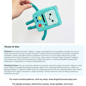 PDF Crochet Pattern BMO Zipper Bag & Plush diy craft adventure time cute robot cartoon kids soft stuffed toy pouch purse amigurumi novelty image 3