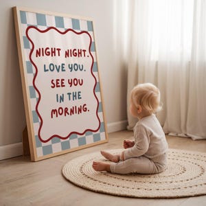 Impresión de habitación infantil, póster de pared "Noche de amor", arte tipográfico para dormitorio, decoración de dopamina. imagen 5