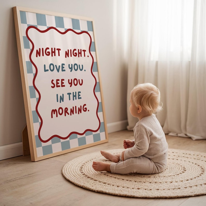 Impresión de habitación infantil, póster de pared "Noche de amor", arte tipográfico para dormitorio, decoración de dopamina. imagen 5